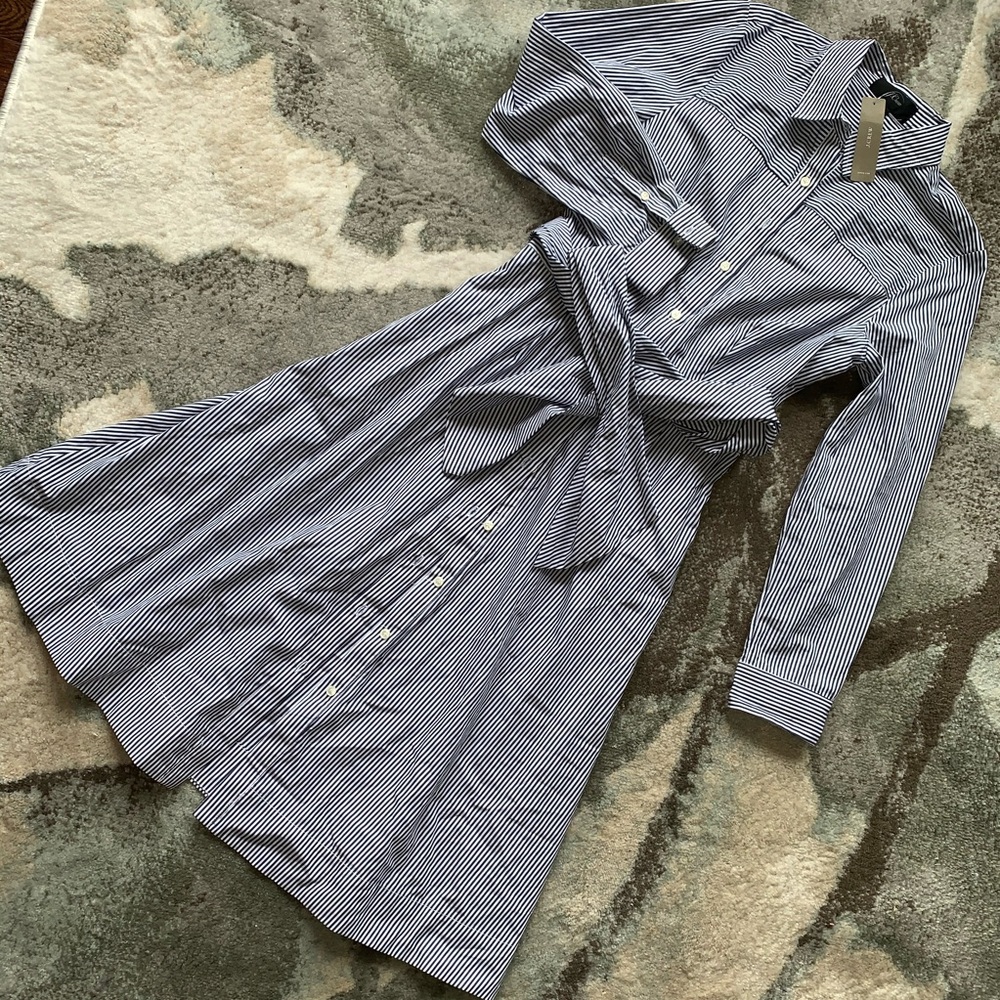 Jcrew (NWT) Shirt Midi Dress in blue stripes